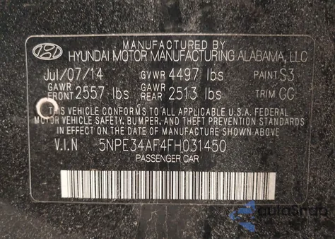 2015 Hyundai Sonata Sport из США, поврежденный, VIN 5NPE34AF4FH031450